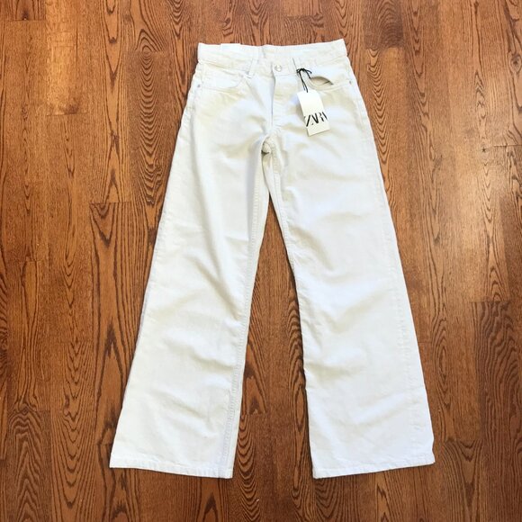 NWT Zara the Low Rise Wide Leg Jeans Denim Womens 4 26 Cream NEW 33" Inseam NEW - Picture 2 of 13